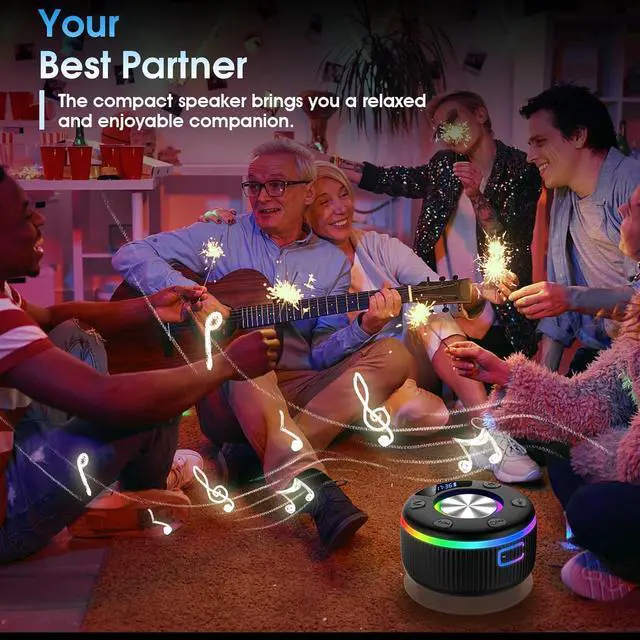 Alt view image 12 of 14 - 2026 Bluetooth Shower Speaker, Digital Display Portable Speaker with Suction Cup, LED Light, 360° HD Stereo Sound and Robust Bass Waterproof Speakers Wireless for Bathroom, Beach, Car