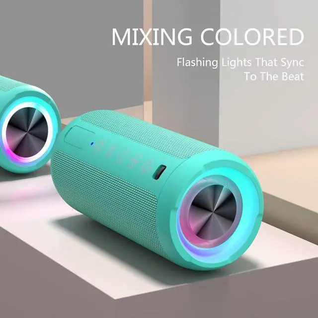 Alt view image 16 of 20 - Portable Bluetooth Speakers, IPX7 Waterproof Wireless Speaker with 24W Loud Stereo Sound, Outdoor Speaker with Bluetooth 5.3, Deep Bass, RGB Lights, Dual Pairing, 30H Playtime for Home