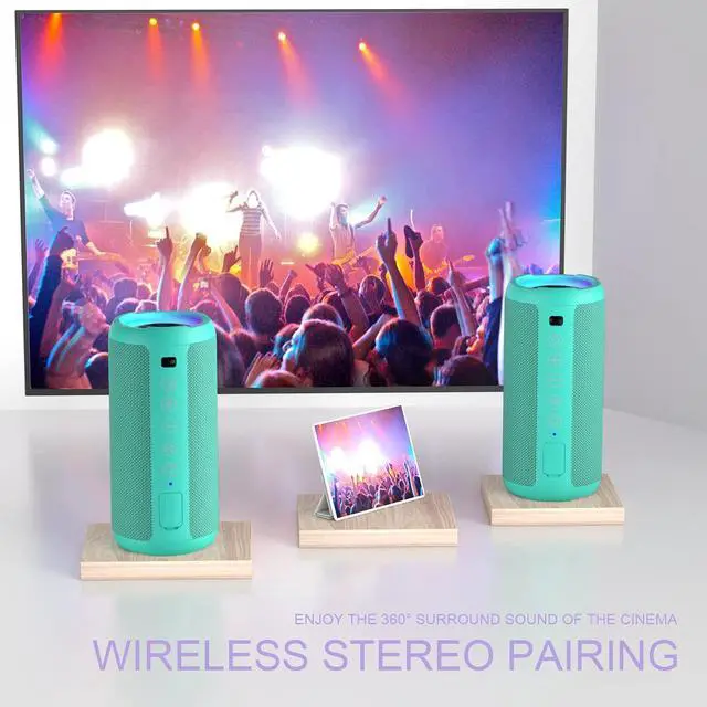 Alt view image 17 of 20 - Portable Bluetooth Speakers, IPX7 Waterproof Wireless Speaker with 24W Loud Stereo Sound, Outdoor Speaker with Bluetooth 5.3, Deep Bass, RGB Lights, Dual Pairing, 30H Playtime for Home