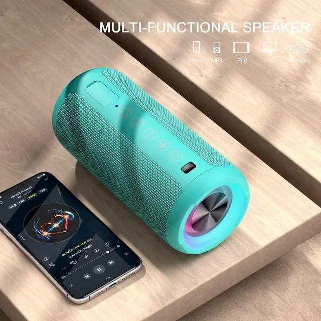 Alt view image 19 of 20 - Portable Bluetooth Speakers, IPX7 Waterproof Wireless Speaker with 24W Loud Stereo Sound, Outdoor Speaker with Bluetooth 5.3, Deep Bass, RGB Lights, Dual Pairing, 30H Playtime for Home