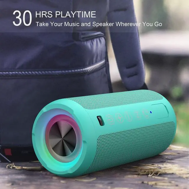 Alt view image 20 of 20 - Portable Bluetooth Speakers, IPX7 Waterproof Wireless Speaker with 24W Loud Stereo Sound, Outdoor Speaker with Bluetooth 5.3, Deep Bass, RGB Lights, Dual Pairing, 30H Playtime for Home