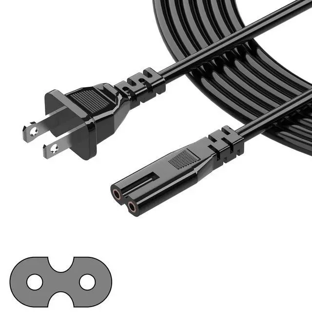Alt view image 7 of 12 - 2 Prong TV Power Cord Compatible with Samsung LG TCL Sony Toshiba Dell Apple TV Insignia Sharp JVC Hisense Ps2 Ps3 Ps4 Epson Printer LED LCD Smart 1080p HDTV, 6 Ft AC Cable