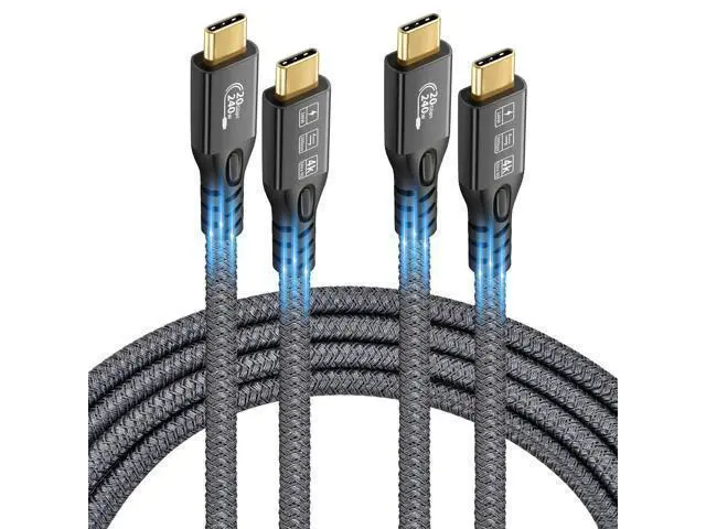 Alt view image 8 of 14 - Vszerda USB C 3.2 Gen2x2 20Gbps, 2 x Type C 4K@60Hz UHD Video 5A/240W PD3.1 Fast Charge Cord with E-Marker Compatible with Thunderbolt 3/4 for iPhone 15Pro MacBook (2, 2 x USB C 20G 240W 0.5M)