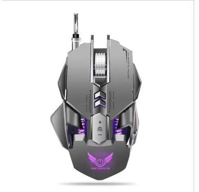 Alt view image 8 of 14 - ZERODATE Mechanical Macros Define the Game Mouse,7 Programmable Keys, Cool LED Variable Light Effect, 12-Level Adjustable DPI, Comfortable Grip Ergonomic Optical PC Computer Gaming Mice (Grey)