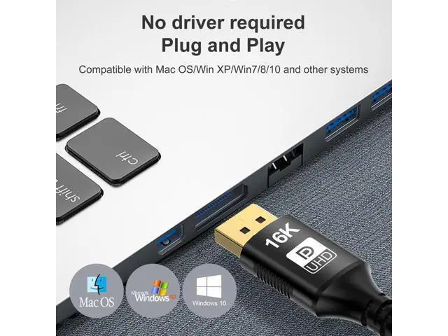 Alt view image 9 of 14 - Vszerda Mini DisplayPort to DisplayPort 2.1 Cable, DP 2.1,Bi-Directional Transmission DisplayPort,16K@60Hz,8K@120Hz, 4K@240Hz G-Sync FreeSync Thunderbolt 2 for MacBook (Mini DP to DP2.1 16K-6.6FT)