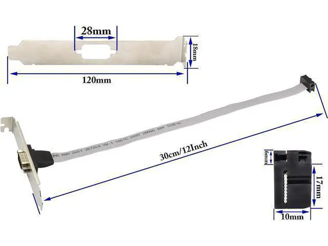 Alt view image 9 of 14 - Vszerda 1Port DB9 RS232Serial Port Bracket to 10 pin HeaderRibbon Cable Connector Adapter, DB9 Serial Male to 10P Motherboard Header Panel Mount Cable Serial Port Bracket (12in 4Pcs) (1 Port)
