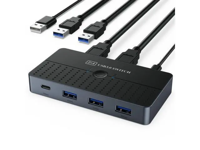 Alt view image 7 of 12 - Vszerda 5Gbps USB 3.0 Switch - 2 Computers Share 4 USB Devices, Peripheral Adapter for PC Printer Scanner Mouse Keyboard, KVM Compatible With Mac/Windows/Linux