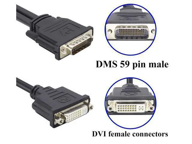 Alt view image 10 of 14 - Vszerda DMS-59 to DVI Splitter Cable Connector for Dual Monitor Setups or as a DVI Adapter Y Cord Dongle-10inch