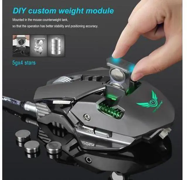 Alt view image 11 of 14 - ZERODATE Mechanical Macros Define the Game Mouse,7 Programmable Keys, Cool LED Variable Light Effect, 12-Level Adjustable DPI, Comfortable Grip Ergonomic Optical PC Computer Gaming Mice (Grey)