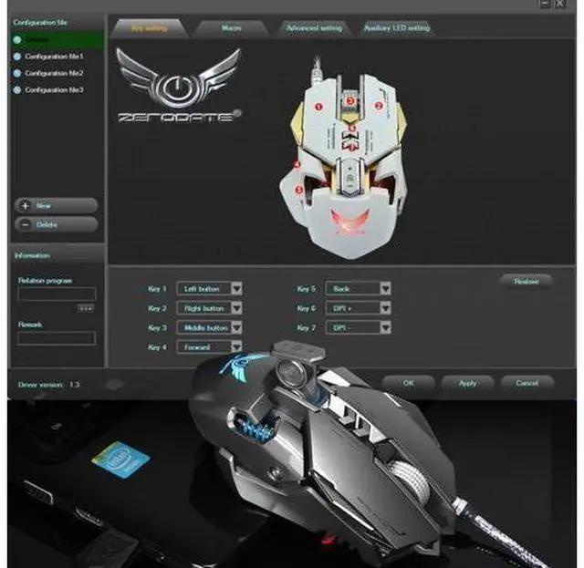 Alt view image 12 of 14 - ZERODATE Mechanical Macros Define the Game Mouse,7 Programmable Keys, Cool LED Variable Light Effect, 12-Level Adjustable DPI, Comfortable Grip Ergonomic Optical PC Computer Gaming Mice (Grey)