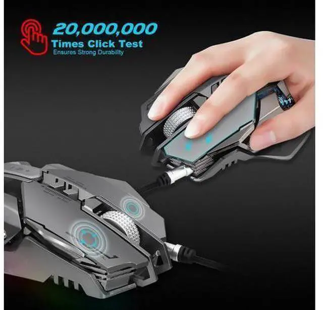 Alt view image 13 of 14 - ZERODATE Mechanical Macros Define the Game Mouse,7 Programmable Keys, Cool LED Variable Light Effect, 12-Level Adjustable DPI, Comfortable Grip Ergonomic Optical PC Computer Gaming Mice (Grey)
