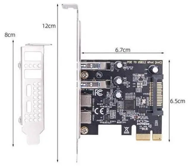 Alt view image 12 of 14 - Vszerda USB3.1 Gen1 5Gbps Dual Type-A & Type-C USB-C Female to PCI-E Card Adapter USB PCI-E Express 1x uPD720201 with Low Profile Bracket