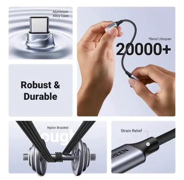 Alt view image 13 of 14 - UGREEN 2 Pack USB C to 3.5mm Audio Adapter Type C to Headphone Aux Jack Dongle 24bit/96kHz HiFi DAC Cable Cord Compatible with iPhone 17 16 Pro Max/16 Plus, iPad, Galaxy S25 S24 Ultra, Pixel 10, Grey