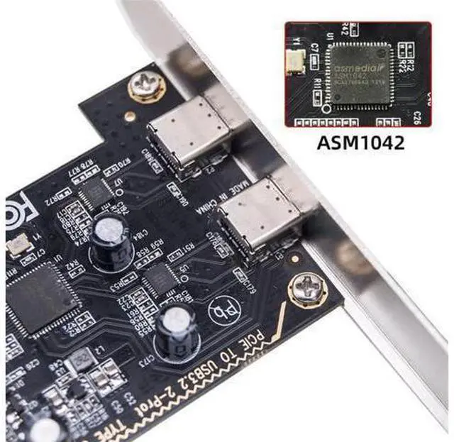Alt view image 13 of 14 - Vszerda USB PCI-E Express 1x Card USB3.1 Gen1 5Gbps Dual Type-C USB-C Female to PCI-E Adapter ASM1042 with Low Profile Bracket