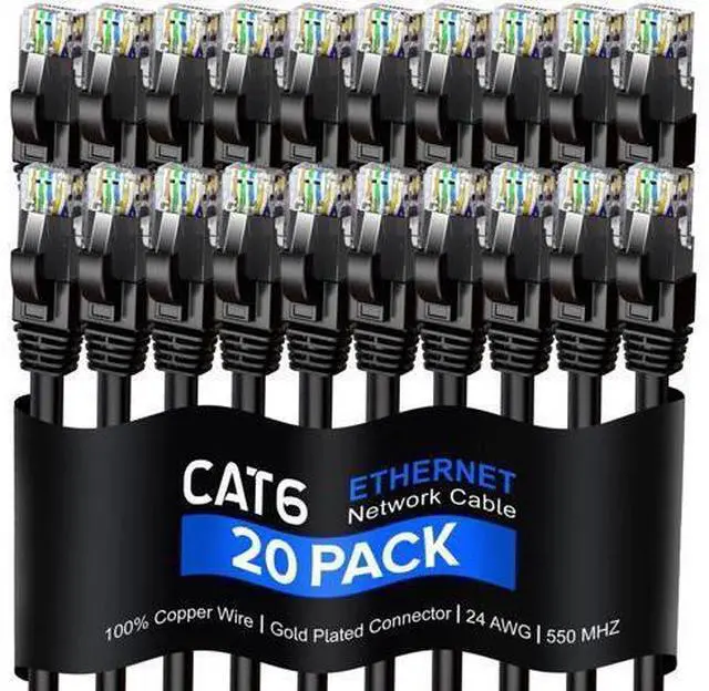 Alt view image 6 of 10 - Maximm Cat 6 Ethernet Cable 2 Ft, 100% Pure Copper, Cat6 Cable (20 Pack) LAN Cable, Internet Cable, Patch Cable and Network Cable - UTP (Black) 2 Feet