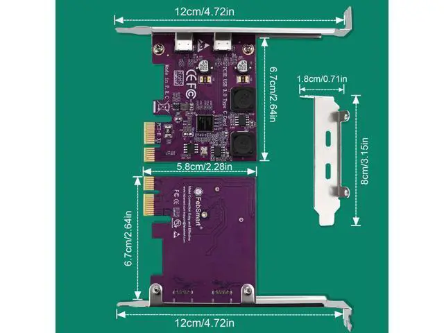 Alt view image 14 of 14 - Vszerda 2X 5Gbps USB-C Ports PCI Express to USB 3.0 Expansion Card for Windows 11, 10, 8.x, 7, Vista, XP Desktop PCs, Built in Self-Powered Technology, No Need Additional Power Supply (FS-U302C-Pro)