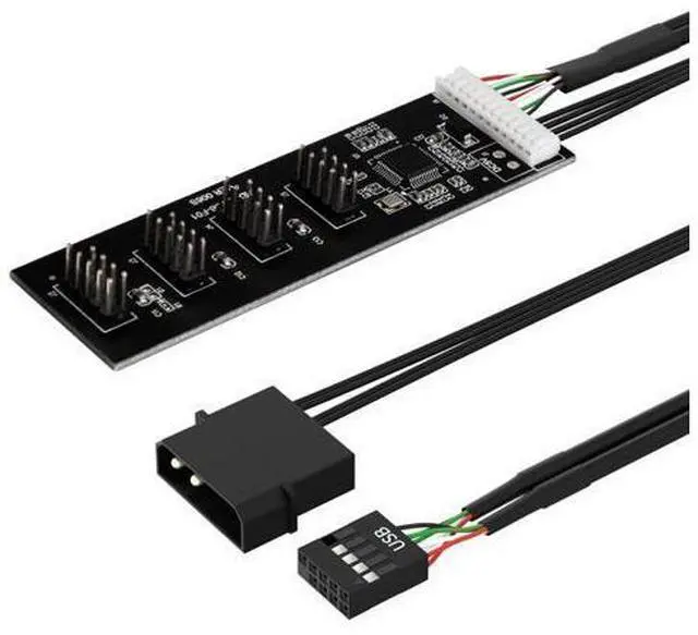 Alt view image 7 of 12 - Vszerda 9 Pin USB 2.0 to 4X 9 Pin Extension Splitter, USB 2.0 Header Splitter, Internal USB Hub USB 2.0 Splitter