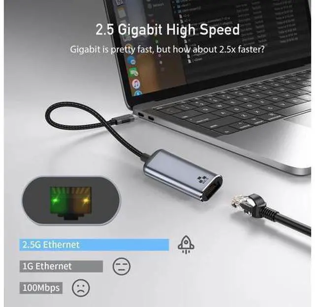Alt view image 14 of 14 - Vszerda 2.5Gbps 2500Mbps to USB 3.1 Type-C GBE USB-C Gigabit 1000Mbps Ethernet Network LAN Cable Adapter for Desktop Motherboard