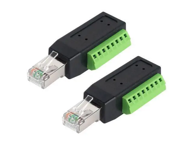 Alt view image 8 of 14 - Vszerda RJ45 Screw Terminal Breakout Board Adapter, 90 Degree RJ45 Screw Terminal Connector, Network Ethernet Adapter 8P8C Male to 8 Pin AV Extender for CCTV, Cat5, Cat6 (2-Pack)