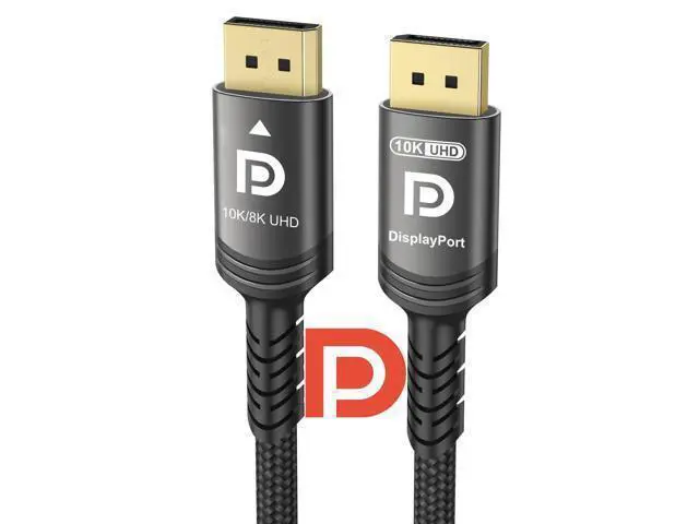 Alt view image 8 of 14 - Vszerda 10K 8K DisplayPort 2.1 Cable 54Gbps 10 FT, Certified DP to DP Cord 4K 240Hz 165Hz 144Hz 120Hz 10K 8K 120Hz Nylon Braided UHBR HDCP2.3 FreeSync G-Sync RTX5090 Gaming Monitor PC Projector