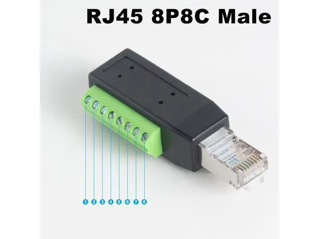 Alt view image 11 of 14 - Vszerda RJ45 Screw Terminal Breakout Board Adapter, 90 Degree RJ45 Screw Terminal Connector, Network Ethernet Adapter 8P8C Male to 8 Pin AV Extender for CCTV, Cat5, Cat6 (2-Pack)
