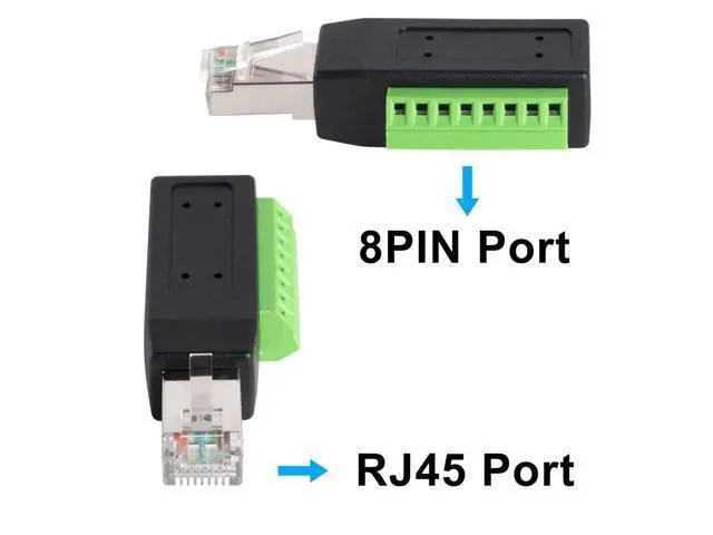 Alt view image 9 of 14 - Vszerda RJ45 Screw Terminal Breakout Board Adapter, 90 Degree RJ45 Screw Terminal Connector, Network Ethernet Adapter 8P8C Male to 8 Pin AV Extender for CCTV, Cat5, Cat6 (2-Pack)