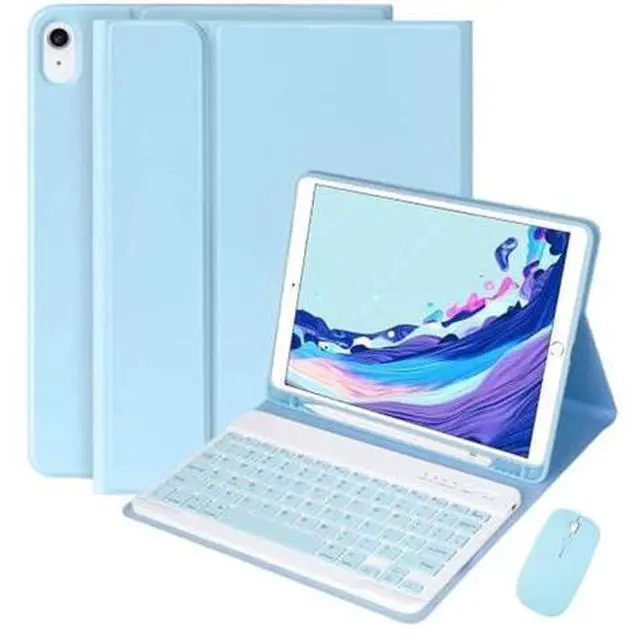 Alt view image 6 of 10 - iPad 10.2 Keyboard Case with Mouse, Case for iPad 9th Gen 2021/8th 2020/7th 2019/iPad Air 3/iPad Pro 10.5 with Keyboard and Mouse, Detachable Magnetic Keyboard Cover with Pencil Holder (Sky Blue)