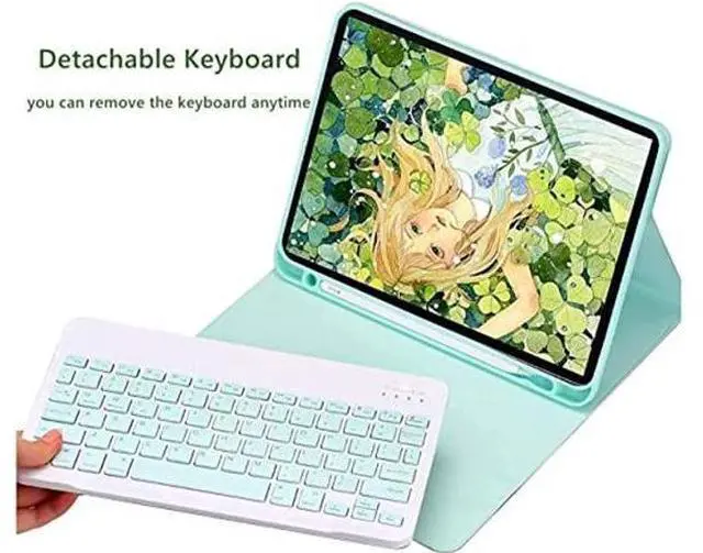 Alt view image 9 of 10 - iPad 10.2 Keyboard Case with Mouse, Case for iPad 9th Gen 2021/8th 2020/7th 2019/iPad Air 3/iPad Pro 10.5 with Keyboard and Mouse, Detachable Magnetic Keyboard Cover with Pencil Holder (Sky Blue)