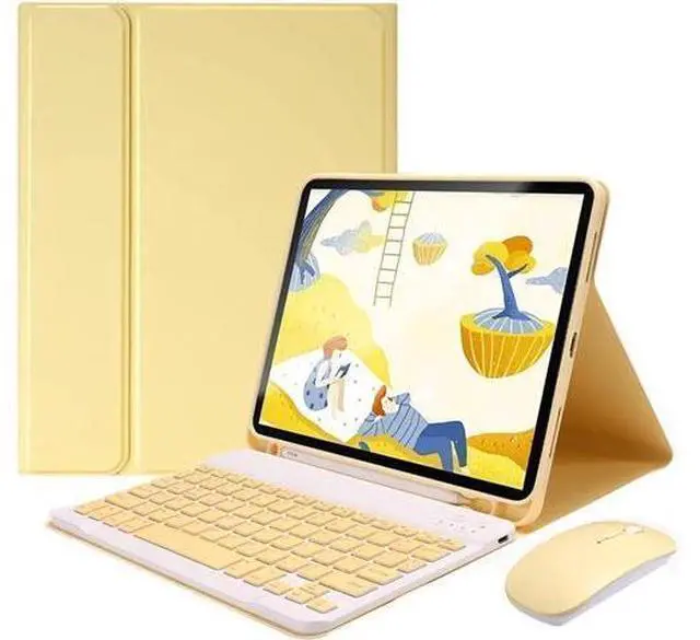 Alt view image 6 of 10 - iPad 10.2 Keyboard Case with Mouse, Case for iPad 9th Gen 2021/8th 2020/7th 2019/iPad Air 3/iPad Pro 10.5 with Keyboard and Mouse, Detachable Magnetic Keyboard Cover with Pencil Holder (Yellow)