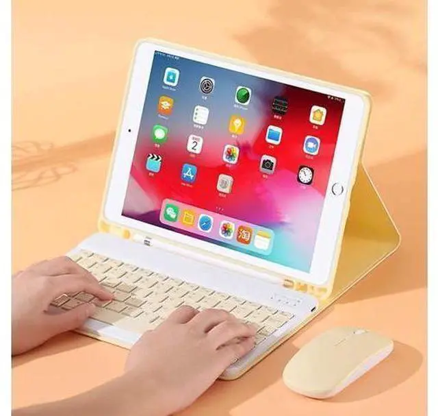 Alt view image 7 of 10 - iPad 10.2 Keyboard Case with Mouse, Case for iPad 9th Gen 2021/8th 2020/7th 2019/iPad Air 3/iPad Pro 10.5 with Keyboard and Mouse, Detachable Magnetic Keyboard Cover with Pencil Holder (Yellow)