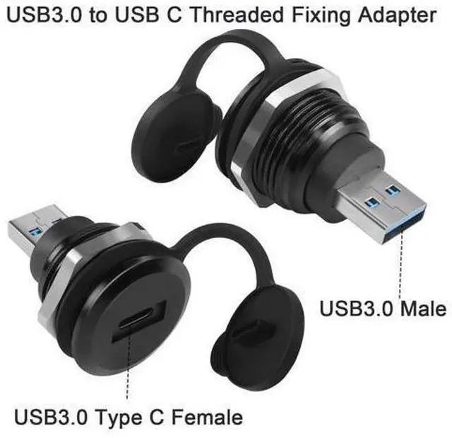 Alt view image 9 of 14 - Vszerda USB C Adapter - USB 3.0 Male to USB C Female Circular Connector - 5Gbps Data Transfer, Water/Dust Proof, Mount Socket