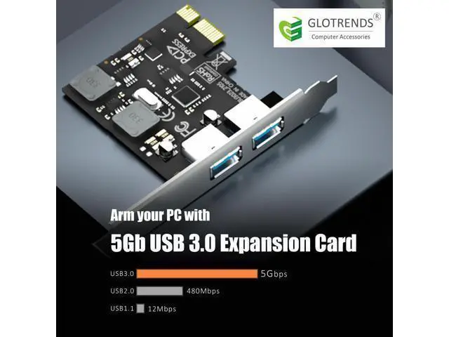 Alt view image 9 of 14 - Vszerda U3023 2-Port USB 3.0 Type-A 5Gb PCIe Expansion Card for Intel, AMD, and ARM Platform, Compatible with Windows and Linux (Not Support Mac OS)