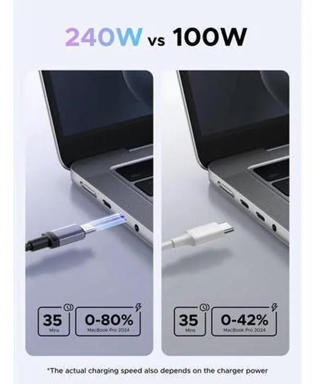 Alt view image 10 of 14 - UGREEN 2-Pack 240W USB C to USB C Cable, Fast Charging USB C Cable for iPhone 17 Pro Max/16/15, Galaxy S25/S24/S23, Pixel 10/9/8, MacBook Pro/Air, ThinkBook, Dell XPS, iPad Pro/Air, Steam Deck, 3.3FT