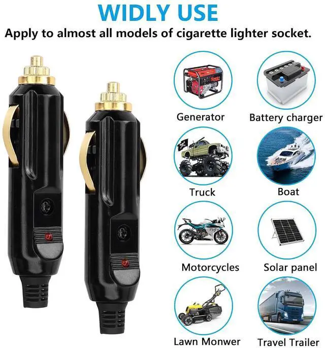Alt view image 13 of 14 - 2PCS 20A Cigarette Lighter Male Plug,12V/24V Full Copper Aux Socket Plug Cigarette Lighter Plug Replacement With Red LED
