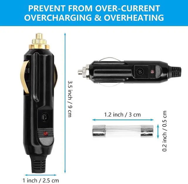 Alt view image 14 of 14 - 2PCS 20A Cigarette Lighter Male Plug,12V/24V Full Copper Aux Socket Plug Cigarette Lighter Plug Replacement With Red LED