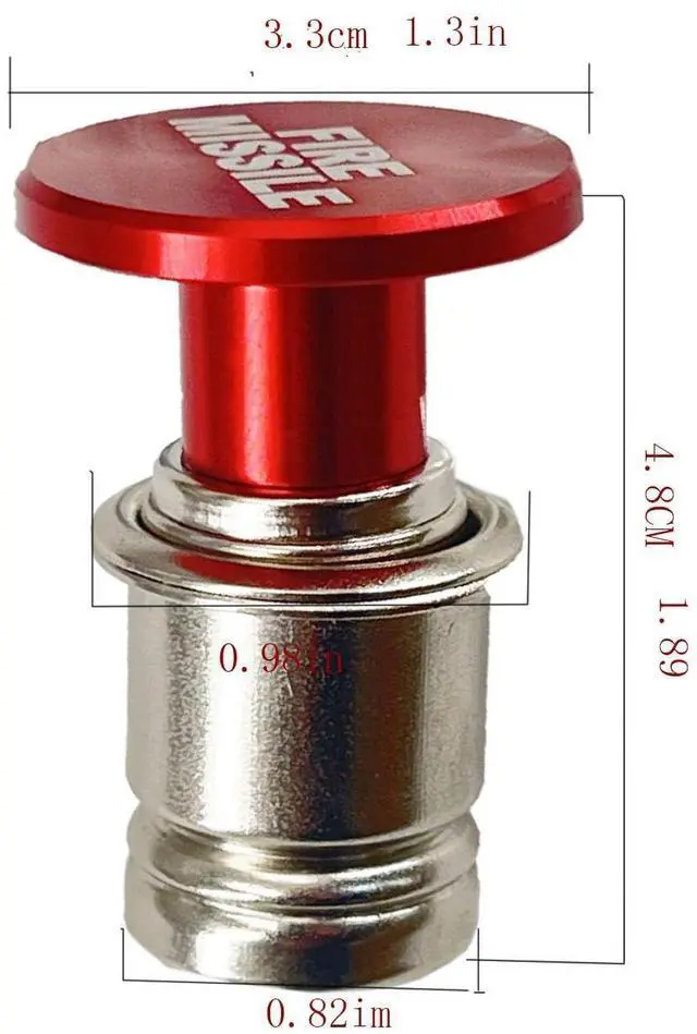 Alt view image 14 of 14 - Fire Missile Button Cigarette Lighter Cover,Car Cigarette Lighter Replacement, Universal Design Fits Most Vehicles with Standard 12 Volt Power Source (Fire Missiles)