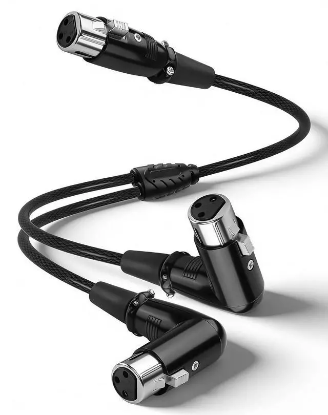 Alt view image 8 of 14 - XLR Female to Dual Female Y Splitter Cable, Balanced XLR Splitter 1 Female to 2 Female Right Angle Microphone Cord Audio Adaptor - 1.64FT / 0.5M