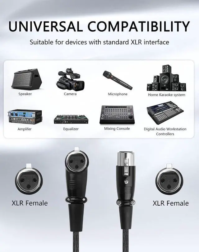 Alt view image 10 of 14 - XLR Female to Dual Female Y Splitter Cable, Balanced XLR Splitter 1 Female to 2 Female Right Angle Microphone Cord Audio Adaptor - 1.64FT / 0.5M