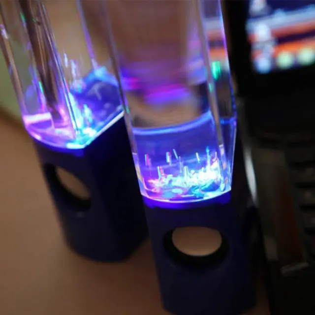 Alt view image 11 of 14 - 2PCS LED Light Speakers Dancing Water Music Fountain Light for PC Laptop for Phone Portable Desk Stereo Speaker White