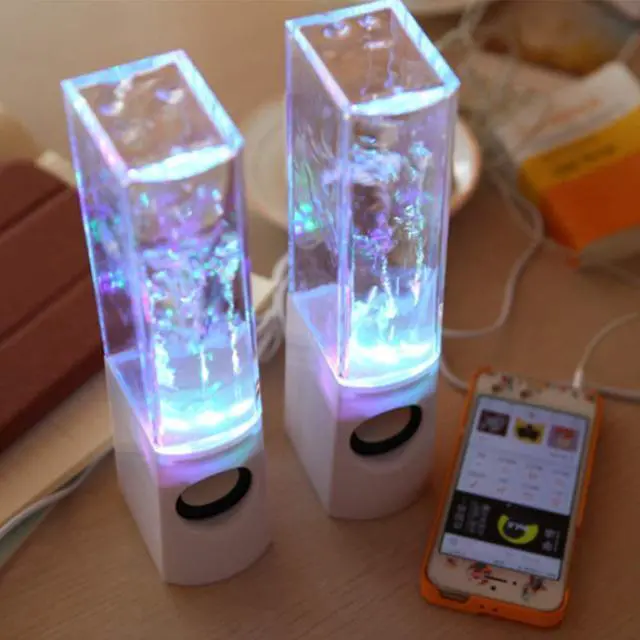 Alt view image 12 of 14 - 2PCS LED Light Speakers Dancing Water Music Fountain Light for PC Laptop for Phone Portable Desk Stereo Speaker White