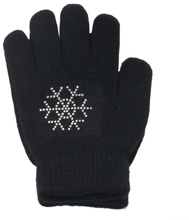 Alt view image 8 of 14 - Figure Skating Gloves For Children, Warm Cotton Stretch Mittens With Non-Slip Rubber Dots, Winter Ice Sports Grip Gloves For Ages 3-10, Black(L Black)