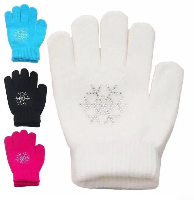 Alt view image 10 of 14 - Figure Skating Gloves For Children, Warm Cotton Stretch Mittens With Non-Slip Rubber Dots, Winter Ice Sports Grip Gloves For Ages 3-10, Black(L Black)
