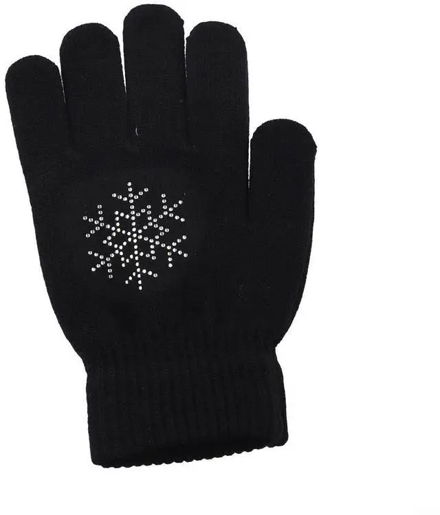 Alt view image 13 of 14 - Figure Skating Gloves For Children, Warm Cotton Stretch Mittens With Non-Slip Rubber Dots, Winter Ice Sports Grip Gloves For Ages 3-10, Black(L Black)
