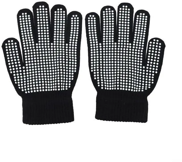 Alt view image 14 of 14 - Figure Skating Gloves For Children, Warm Cotton Stretch Mittens With Non-Slip Rubber Dots, Winter Ice Sports Grip Gloves For Ages 3-10, Black(L Black)