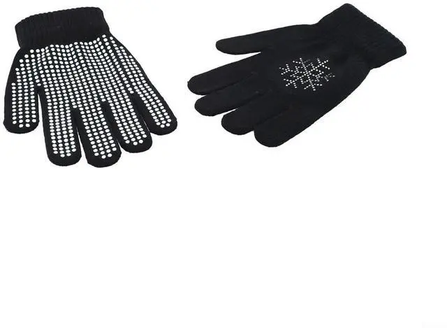 Alt view image 12 of 14 - Figure Skating Gloves For Children, Warm Cotton Stretch Mittens With Non-Slip Rubber Dots, Winter Ice Sports Grip Gloves For Ages 3-10, Black(L Black)