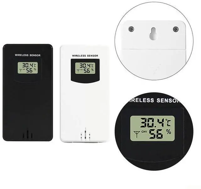Alt view image 14 of 14 - Wireless Temperature and Humidity Sensor Weather Station, 433.92 MHz Radio Transmitter with LCD Display, White(White)