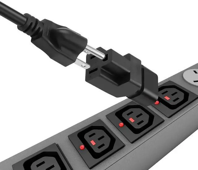 Alt view image 11 of 14 - 2 Pack IEC320 C14 Male to NEMA 5-15R PDU USA UPS Extension Power Plug Adapter, 5-15R to C14 Converter Connector, 10A 125V