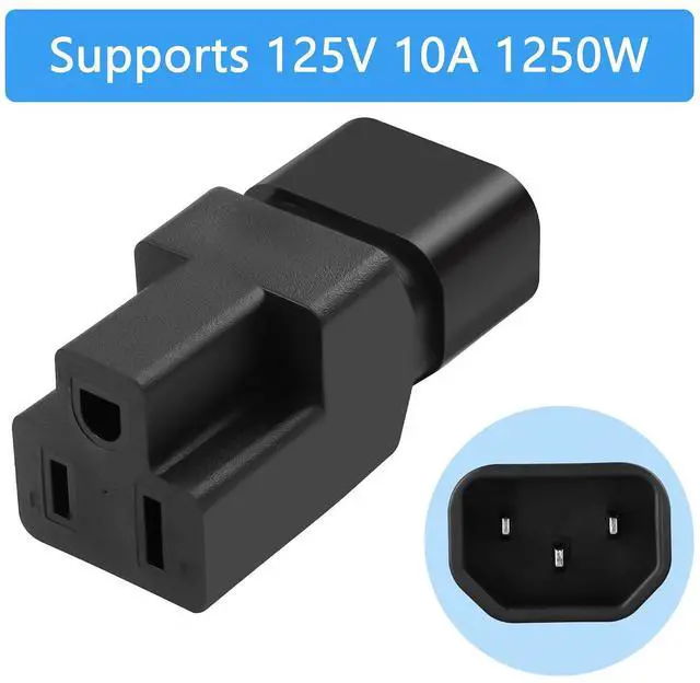 Alt view image 13 of 14 - 2 Pack IEC320 C14 Male to NEMA 5-15R PDU USA UPS Extension Power Plug Adapter, 5-15R to C14 Converter Connector, 10A 125V