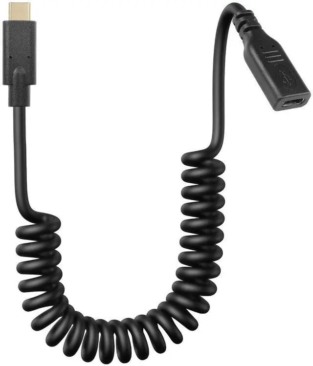 Alt view image 8 of 14 - Coiled USB Type C Extension Cable, USB-C Male to USB-C Female Spring Spiral Fast Charger Cable Stretched 3.6FT/1.1M (Straight)