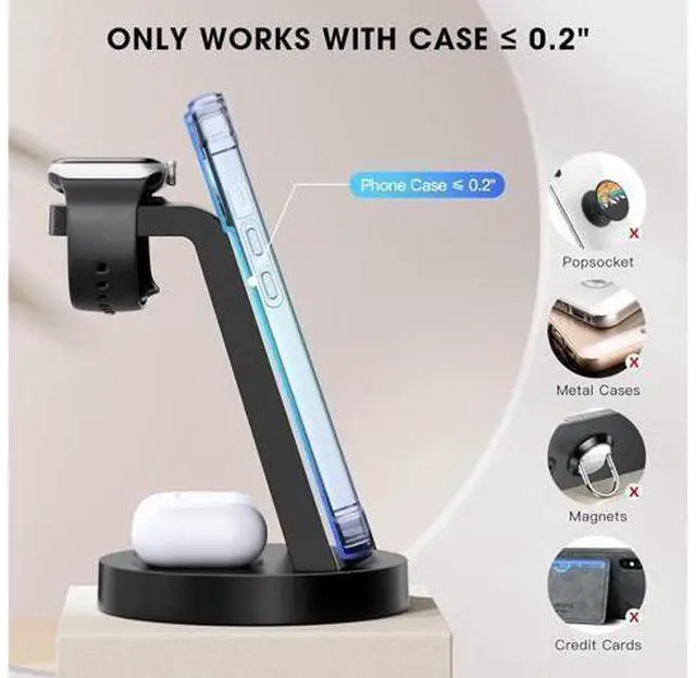 Alt view image 9 of 12 - 3 in 1 Charging Station for iPhone, Wireless Charger for iPhone 15 14 13 12 11 X Pro Max & Apple Watch - Wireless Charging Station for 3 2